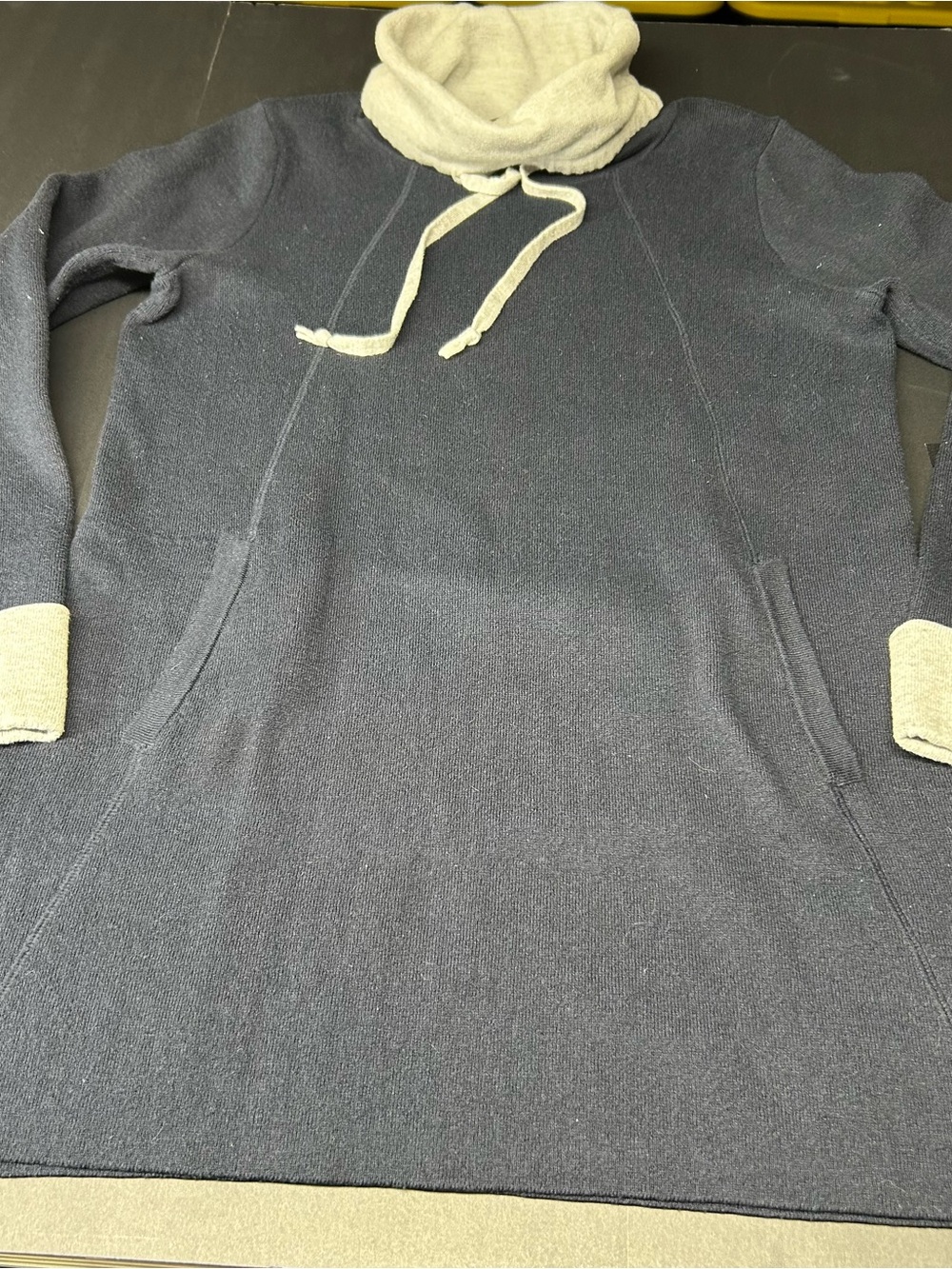 Cynthia Rowley Navy Blue & Gray Pullover with Cowl Neck, Women’s Medium